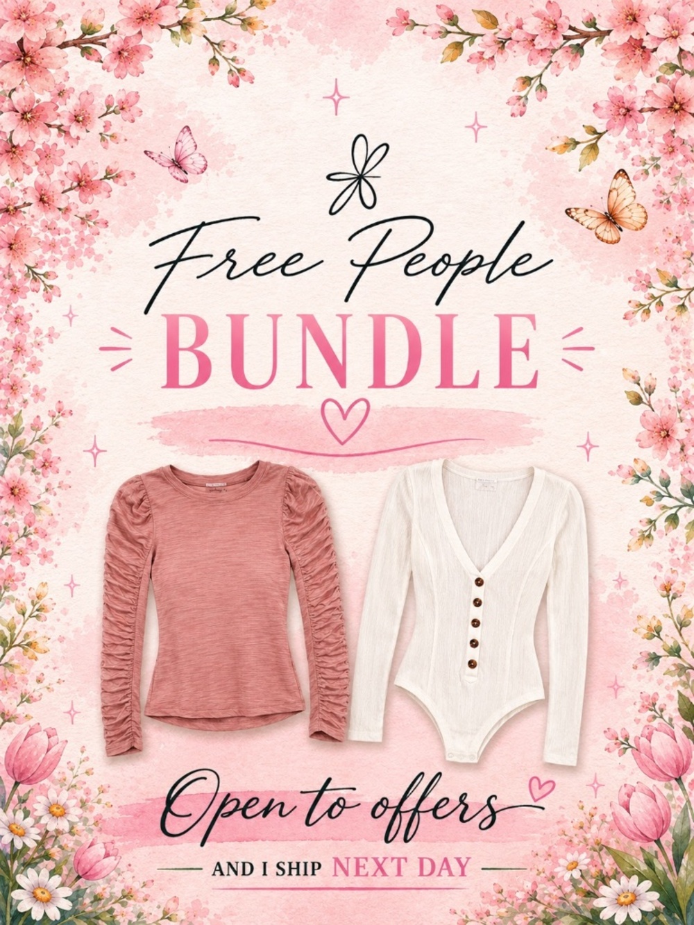 Free People Bundle Top & Bodysuit Women Size M